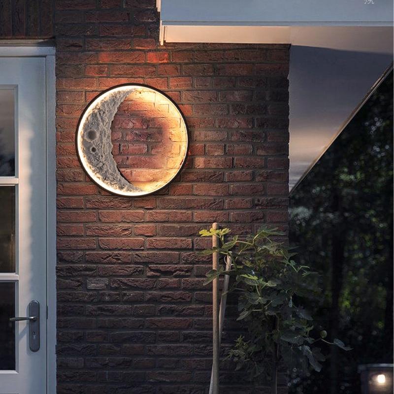 Elif Outdoor Wall Lamp Moon Modern, Led, Black, Courtyard