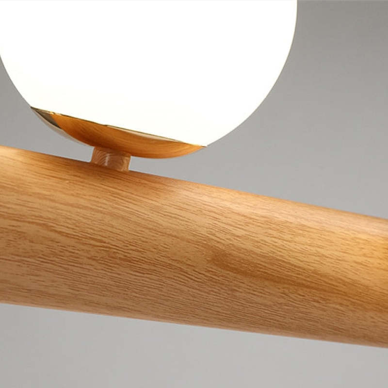 Valentina Glass Bubble Pendant Light, Wood/Walnut