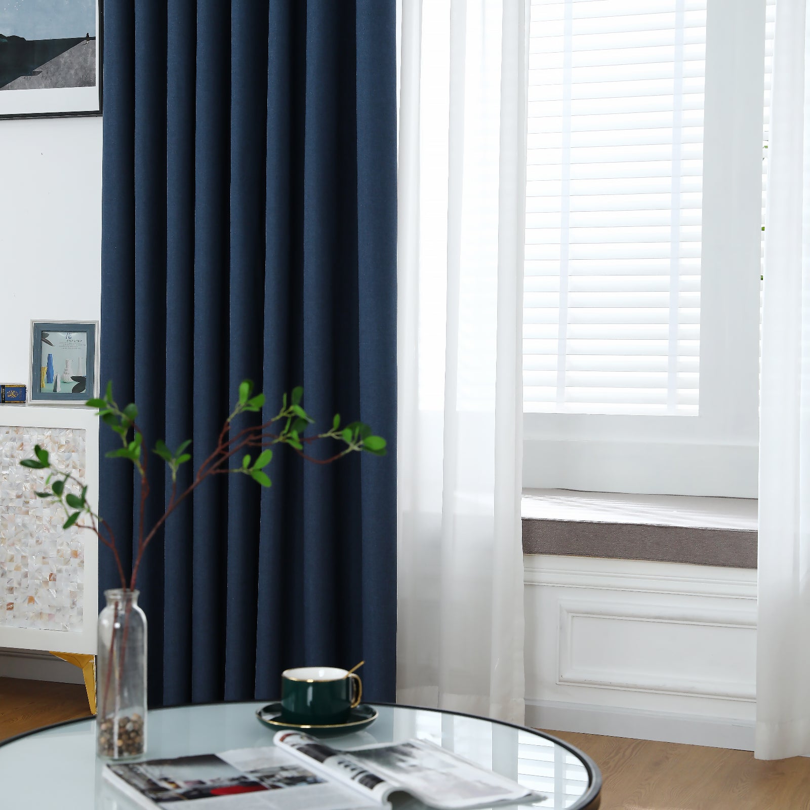 Modern Linen Solid Color Blackout Thermal Insulated Curtains