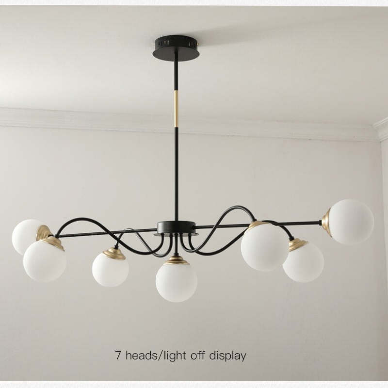 Nordic Modern Globe Metal Chandelier, White/Black