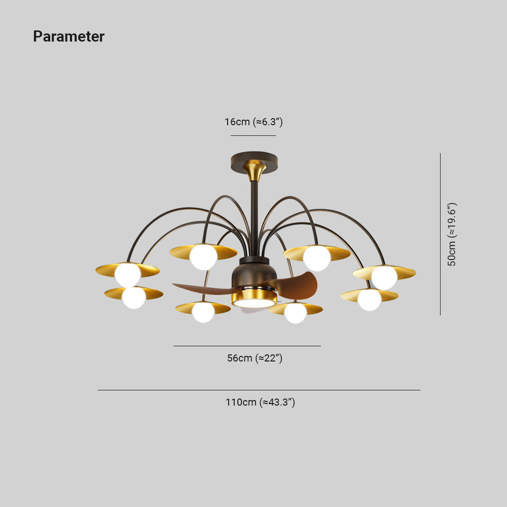 Carins Ceiling Fan with Light, Aluminium & Metal, 43.3''