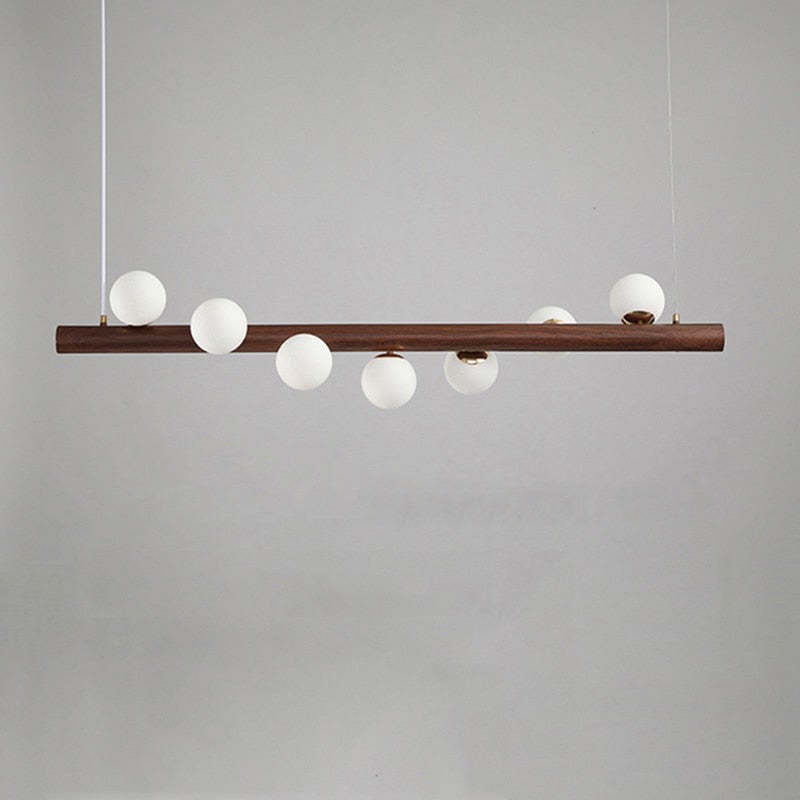 Valentina Glass Bubble Pendant Light, Wood/Walnut