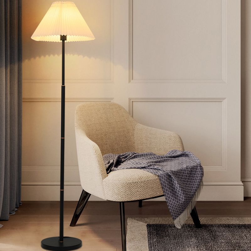 Ozawa Modern Pleated Metal Fabric Floor Lamp, White/Green/Apricot