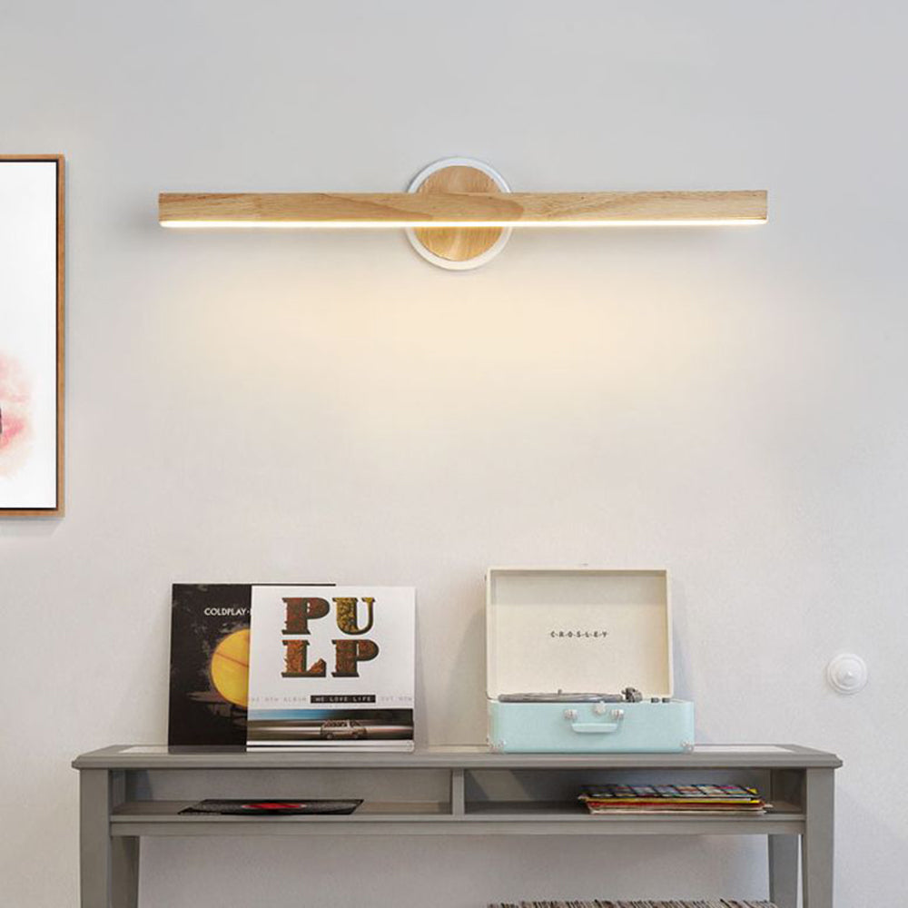 Ozawa Modern Linear Wooden Mirror Front Vanity Wall Lamp