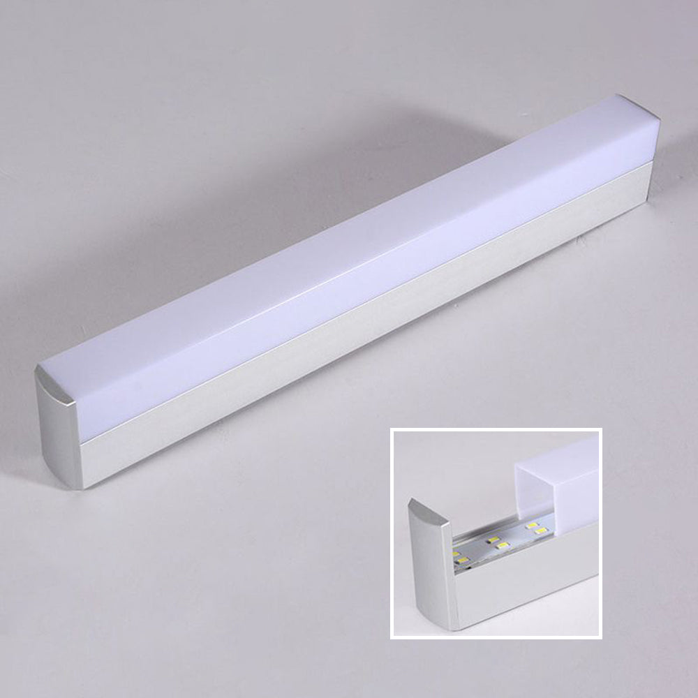 Leigh Modern Rectangular Acrylic Mirror Front Vanity Wall Lamp, White