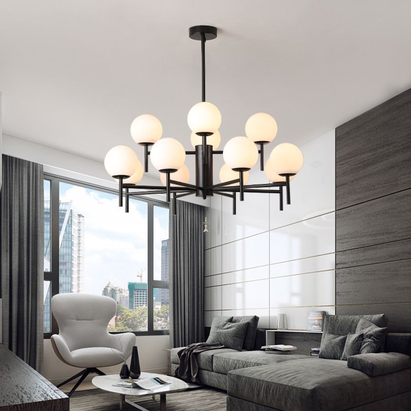 Valentina Modern Ball Glass/Metal Chandelier, Black/Gold