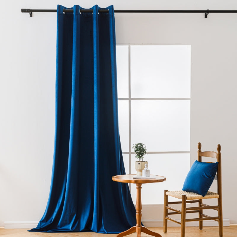 Modern Solid Blackout Flannel 63/84/95 Inches Long Curtains, 5 Colors