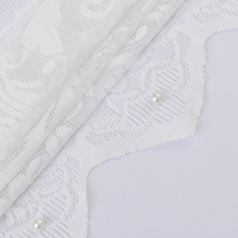 French White Lace Pearl Translucent Sheer Curtain
