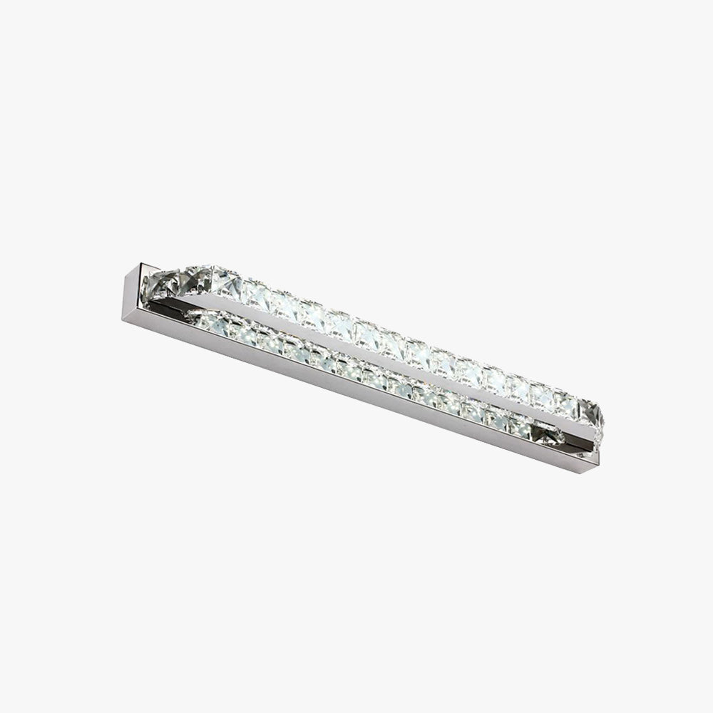 Kristy Luxury Linear Crystal Mirror Front Vanity Wall Lamp, Silver