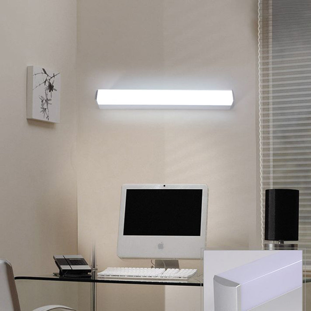 Leigh Modern Rectangular Acrylic Mirror Front Vanity Wall Lamp, White
