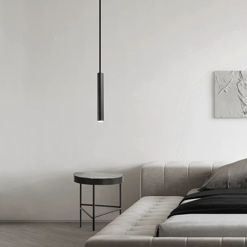 Edge Minimalist Cylinder Black Pendant Light, 9