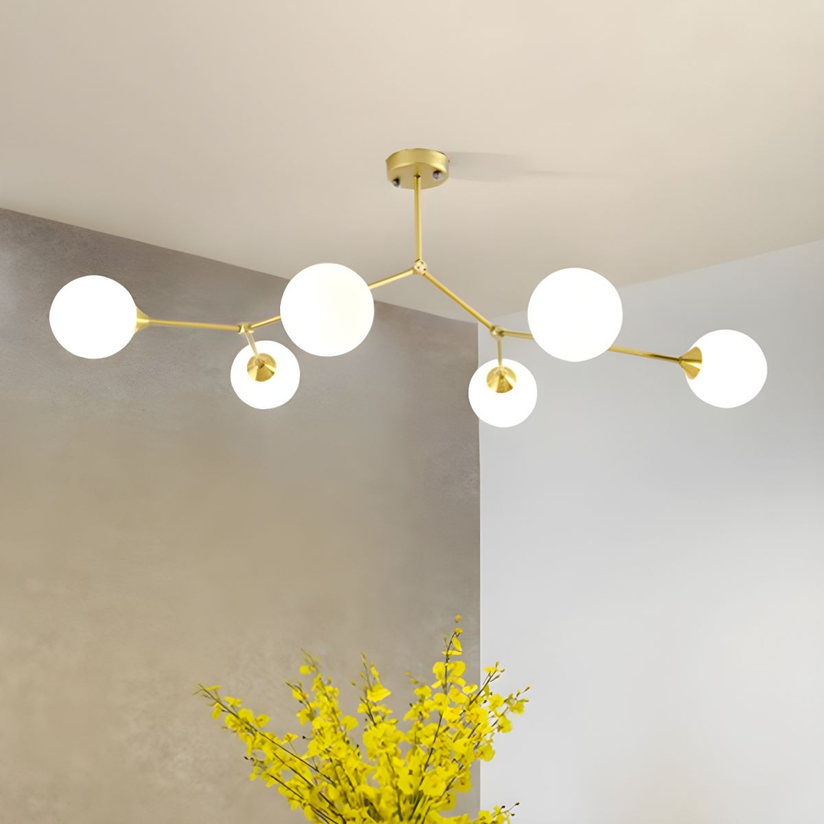 Valentina Modern Glass Bubble Chandelier Bedroom, Black/Gold