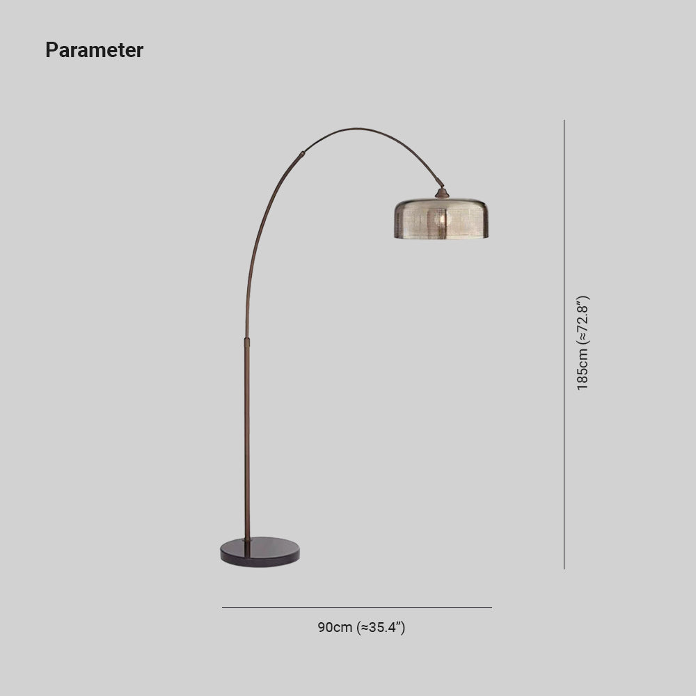Hailie Retro Brown Curved Floor Lamp, Metal
