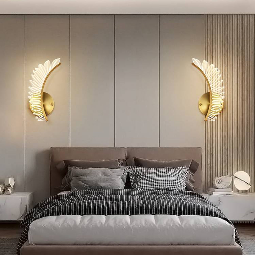 Kristy Modern Crystal Wall Lamp Gold Wings Design Sconce for Bedroom