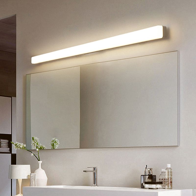 Edge Simple White Bar Mirror Front Vanity Wall Lamp, Acrylic