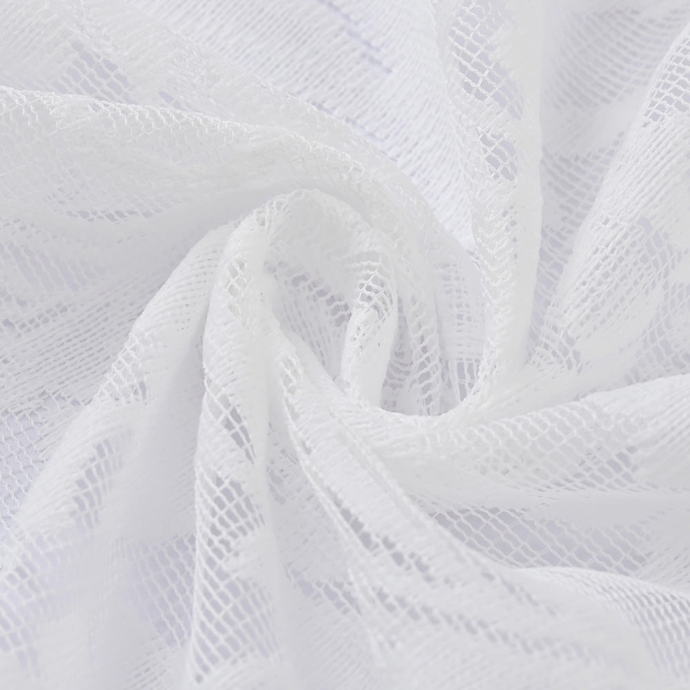 French White Lace Pearl Translucent Sheer Curtain