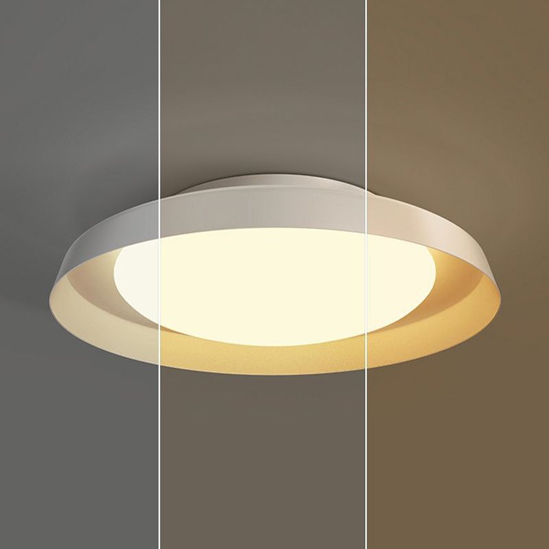 Carins Flush Mount Ceiling Light Round Retro, Metal/Acrylic, White/Black, Bedroom