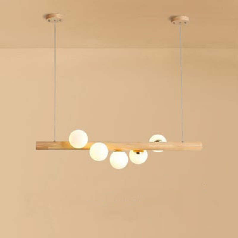Valentina Glass Bubble Pendant Light, Wood/Walnut