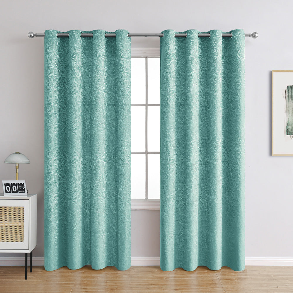 Modern Blackout Curtains Waves Textured, Gray/Blue/Green, Living Room