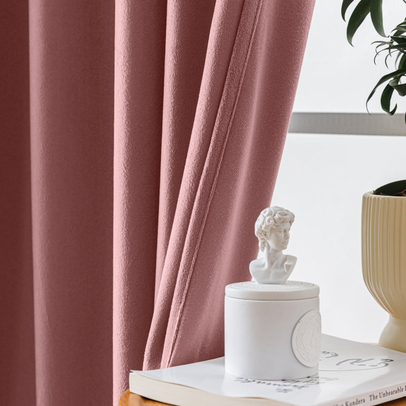 Modern Solid Blackout Flannel 63/84/95 Inches Long Curtains, 5 Colors