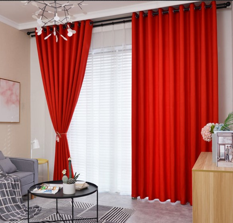 Modern Solid Color Simple Polyester Blackout Curtain