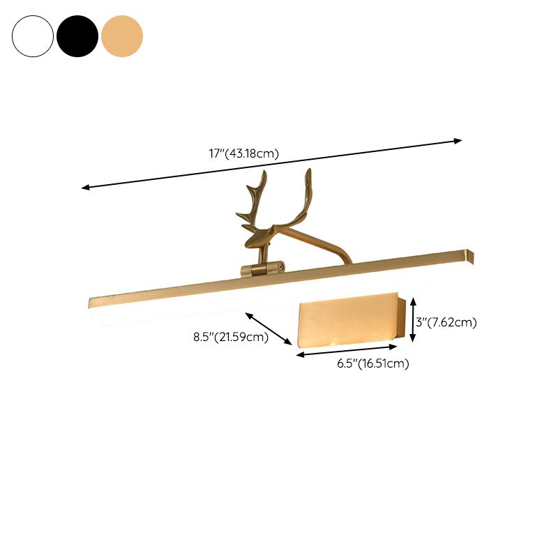 Edge Vintage Antlers Mirror Front Vanity Metal LED Wall Lamp