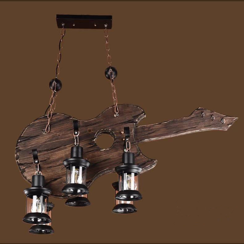 Austin Farmhouse 6 Lantern Guitar Wood/Metal Pendant Light
