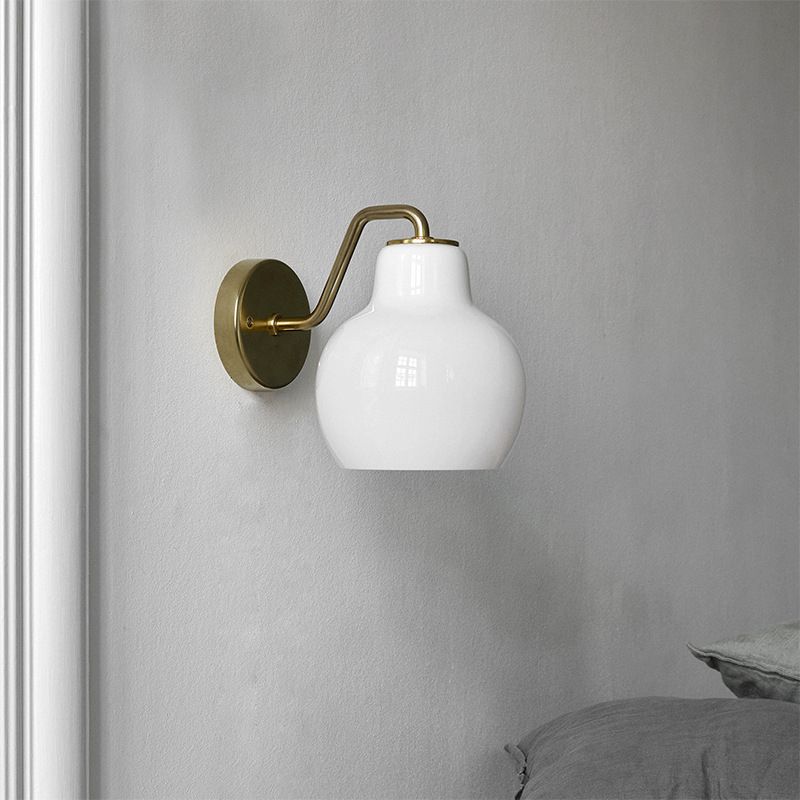 Lily Simple Dome Shape Vanity Wall Lamp, Metal/Glass