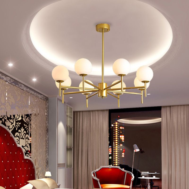 Valentina Modern Ball Glass/Metal Chandelier, Black/Gold
