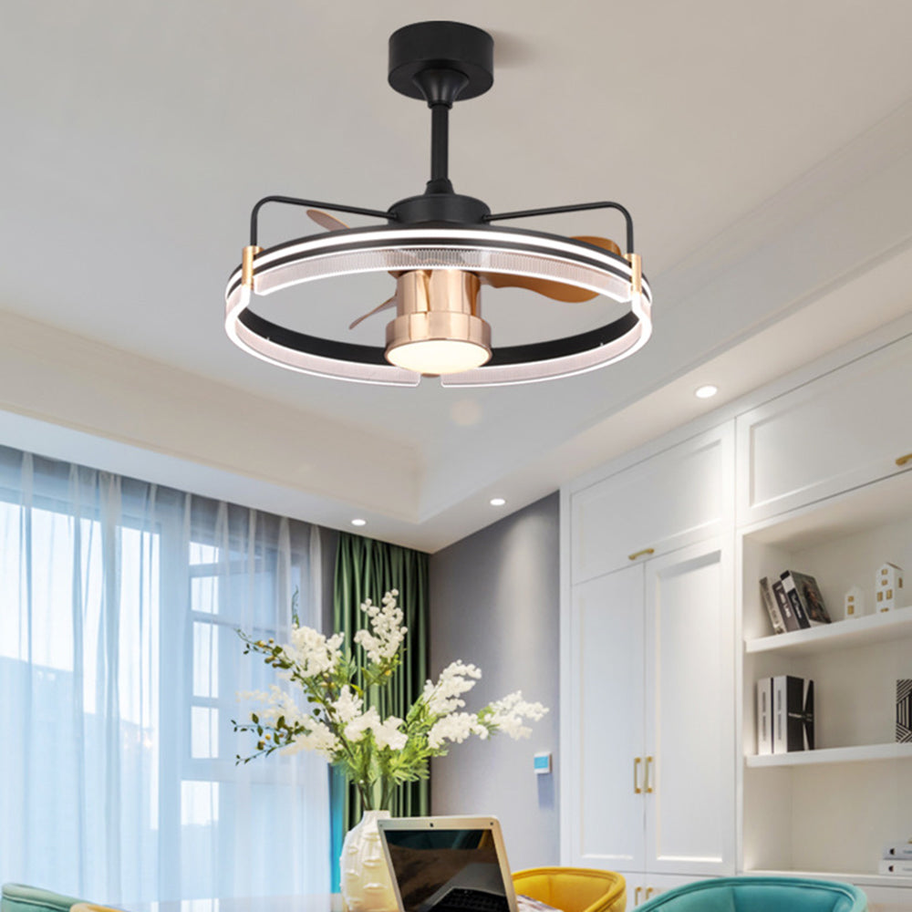 Kelley Ceiling Fan with Light, 2 Style, Aluminium & Metal, 24''