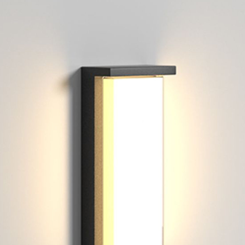 Orr Modern Minimalist Rectangular Metal/Glass Outdoor Wall Lamp, Black