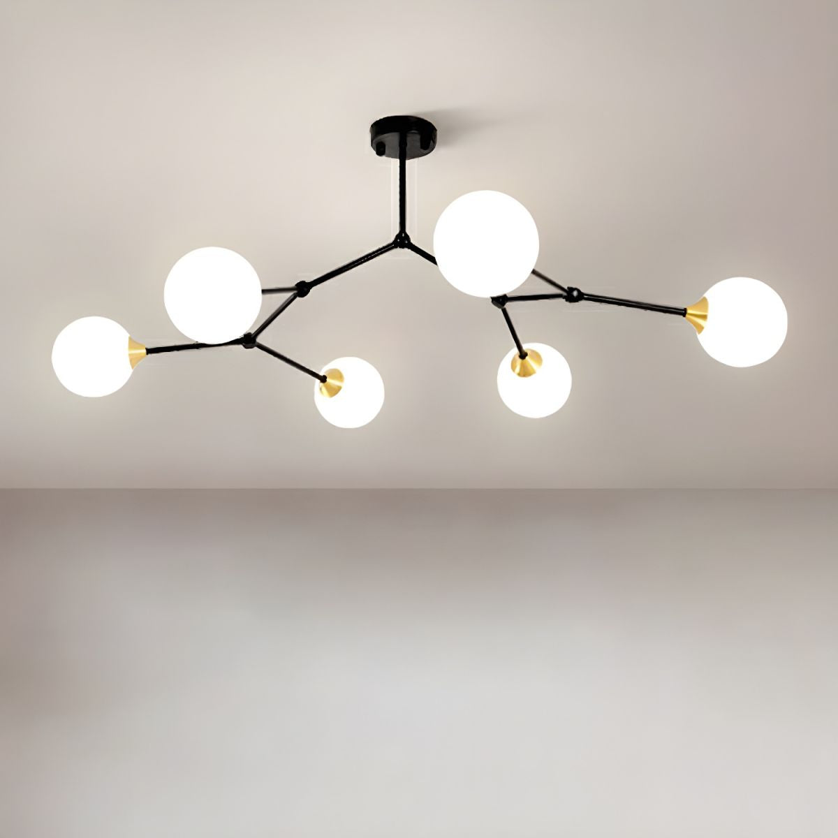 Valentina Modern Glass Bubble Chandelier Bedroom, Black/Gold