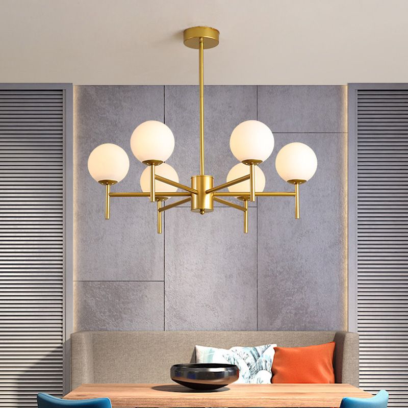 Valentina Modern Ball Glass/Metal Chandelier, Black/Gold