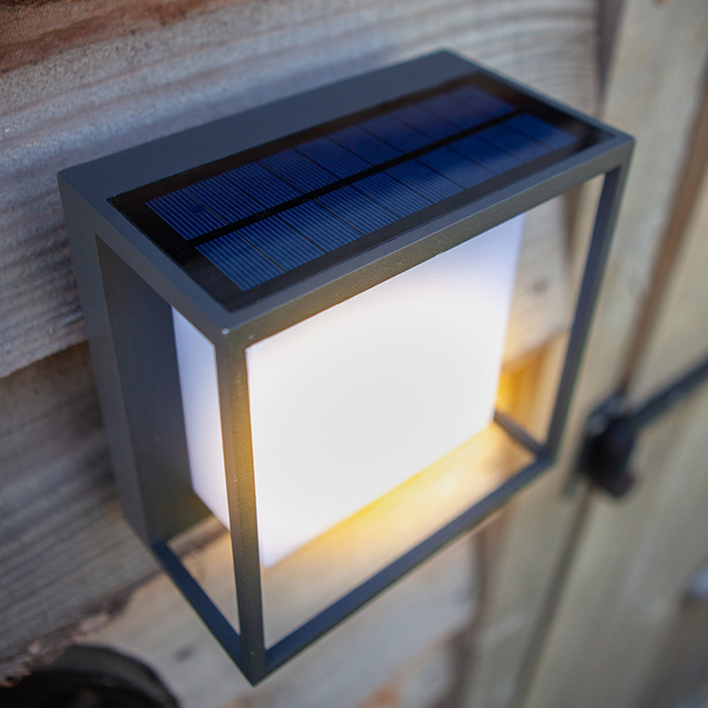 Orr Modern Rectangular Acrylic Sensor Solar Powered Outdoor Wall Lamp, Black