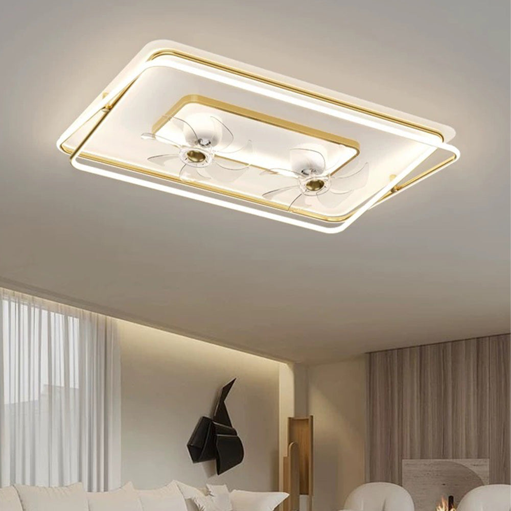 Kelley Gold Flush Mount Ceiling Fan with Light, 5 Style, 19.7''/35.4''/43.3''