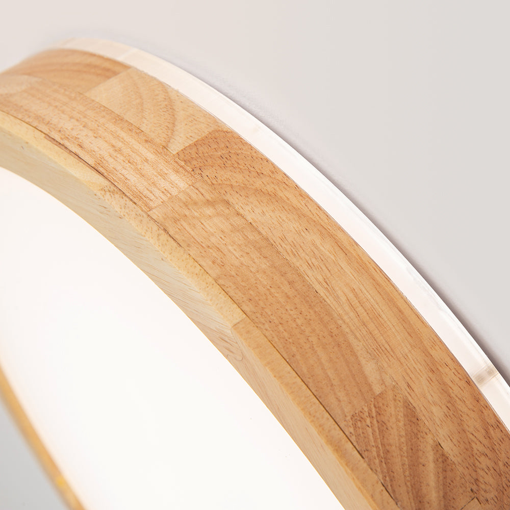 Ozawa Nordic Round Acrylic/Wood Flush Mount Ceiling Light, Wood