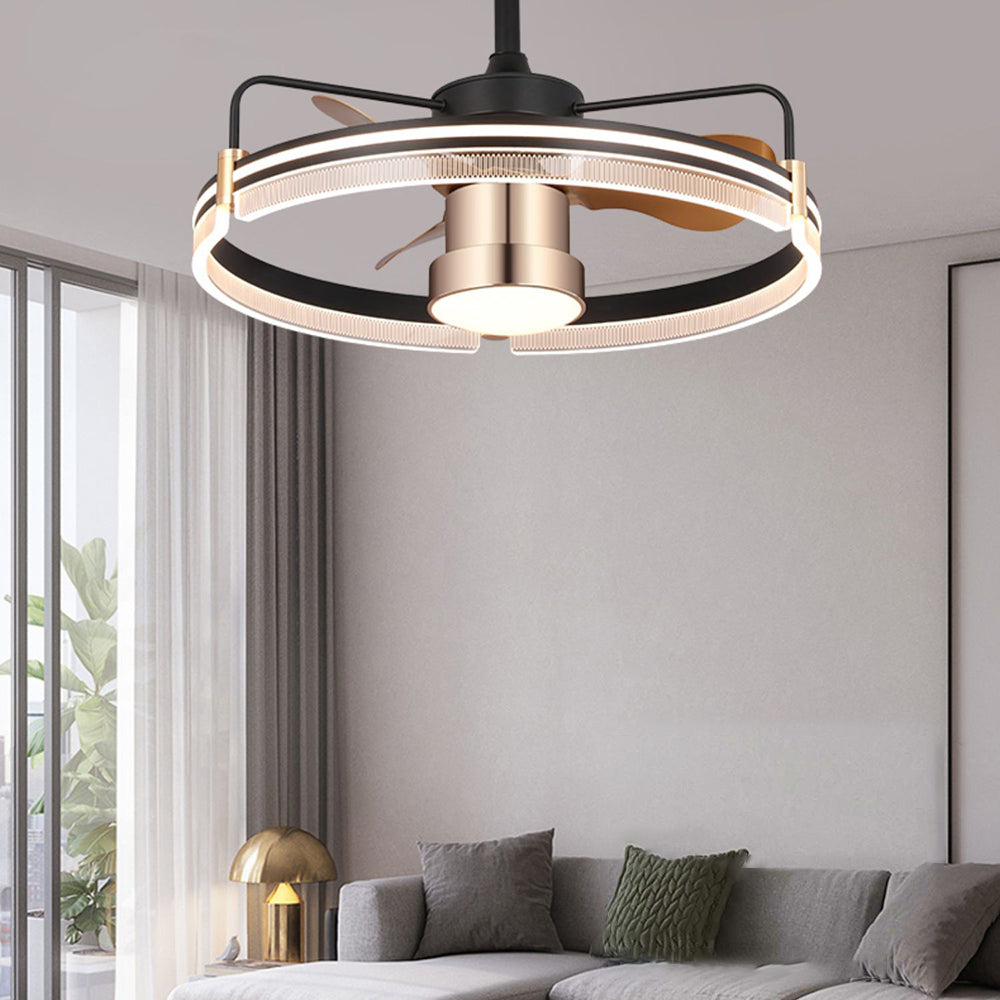Kelley Ceiling Fan with Light, 2 Style, Aluminium & Metal, 24''