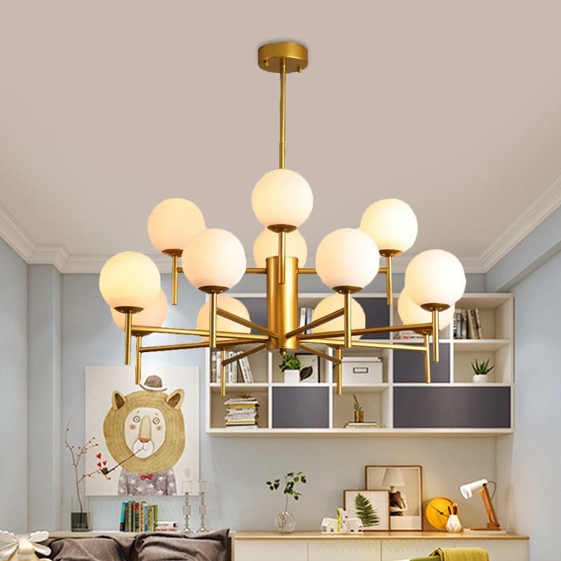 Valentina Modern Ball Glass/Metal Chandelier, Black/Gold