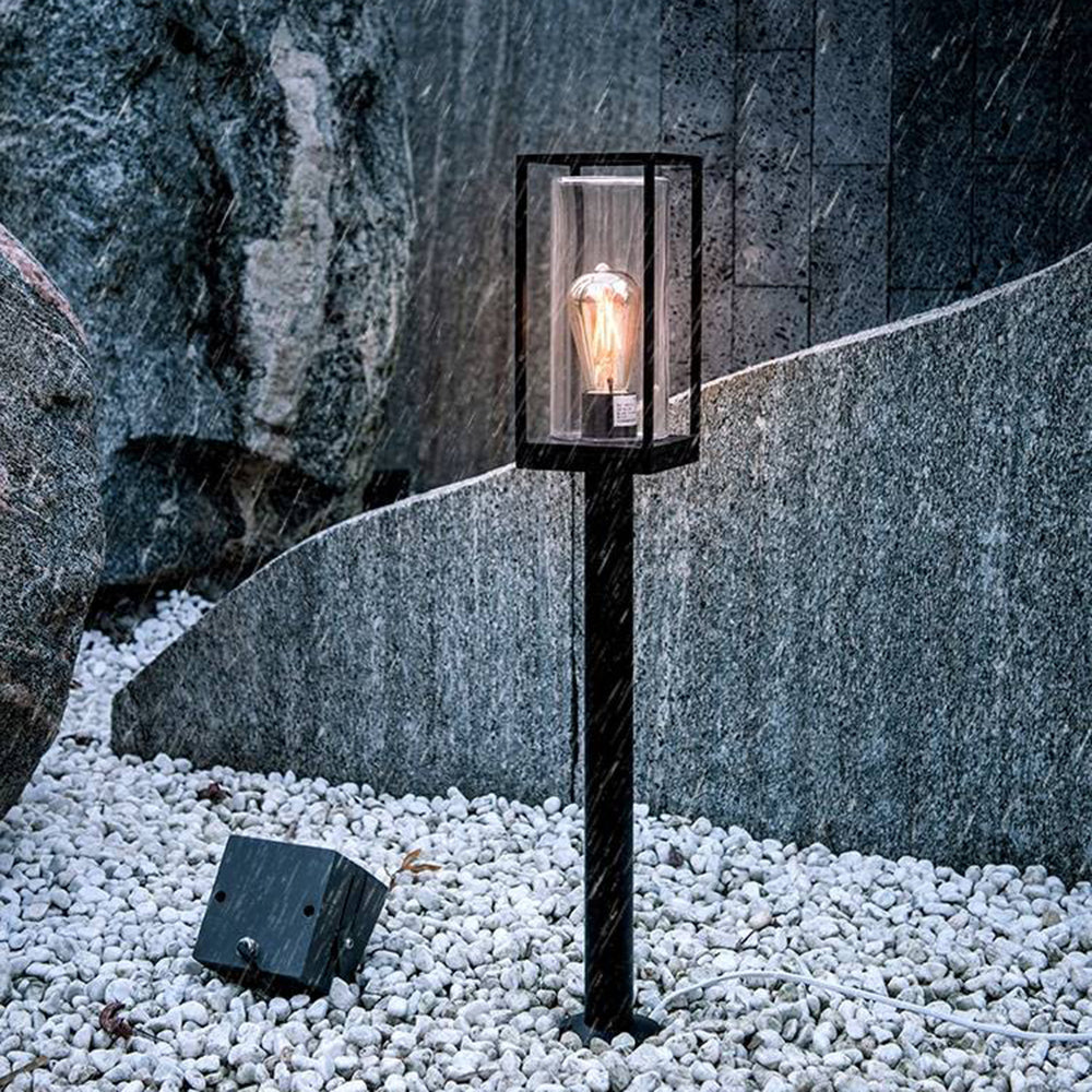 Pena Modern Metal Columnar Outdoor Path Light, Black