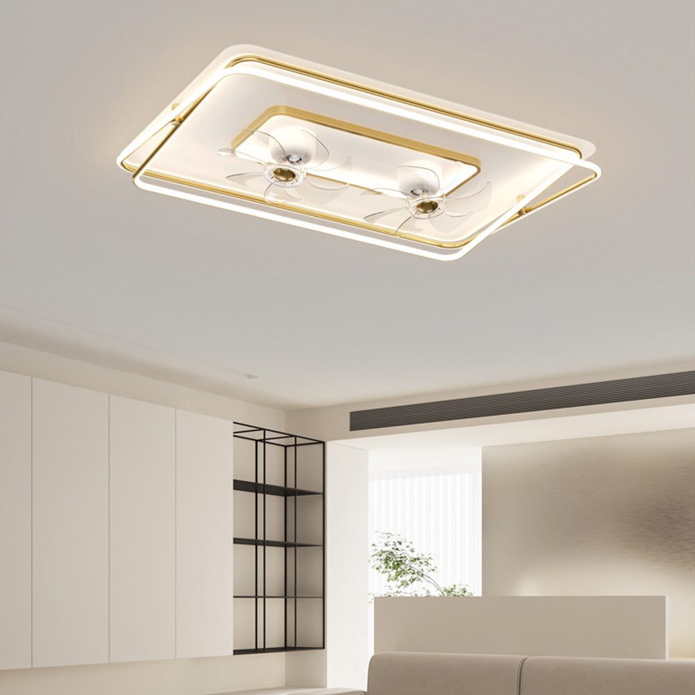 Kelley Gold Flush Mount Ceiling Fan with Light, 5 Style, 19.7''/35.4''/43.3''