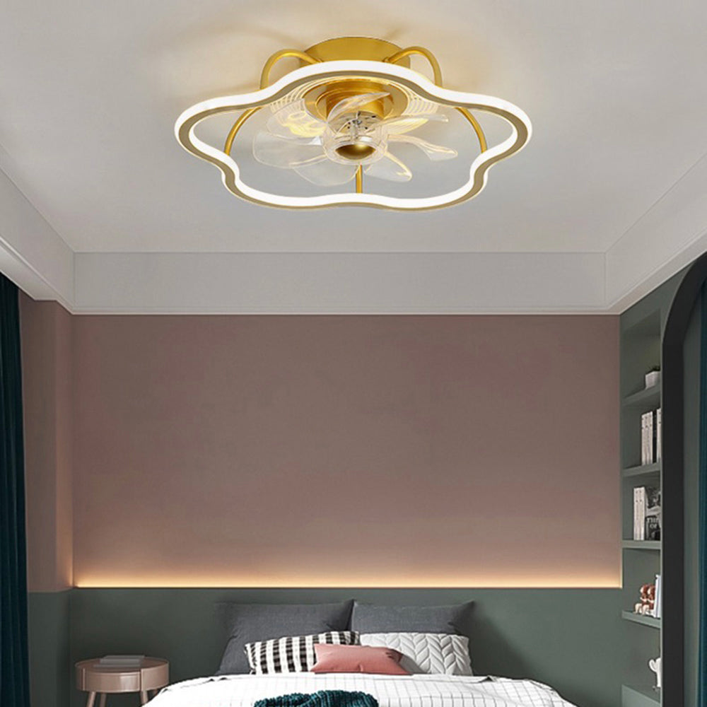 Kelley Flower Gold Flush Mount Ceiling Fan with Light, 20''
