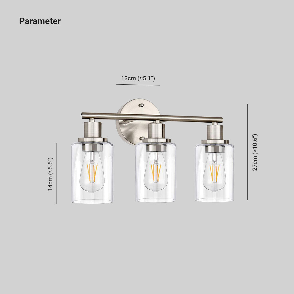 Alessio Modern Cylindrical Metal&Glass Wall Lamp In Living Room, Nickel