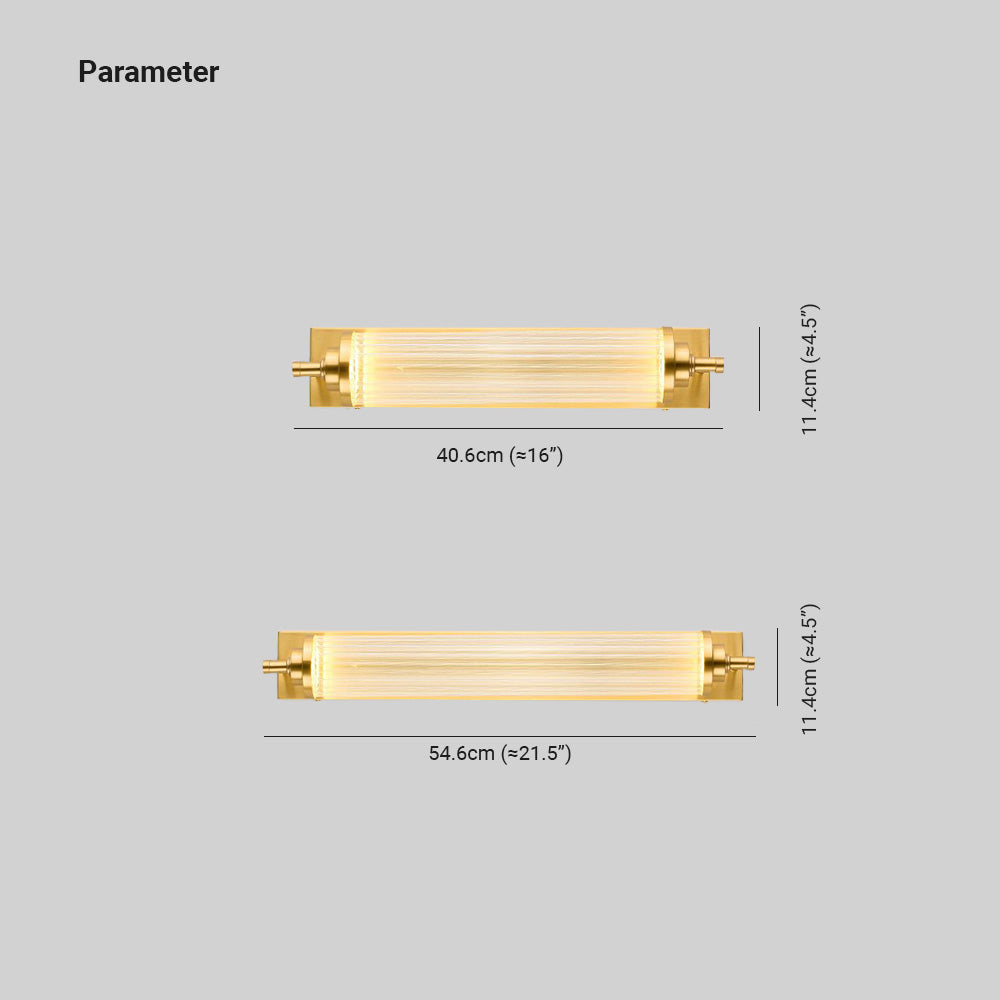 Kristy Modern Cylindrical Metal/Crystal Mirror Front Wall Lamp, Gold
