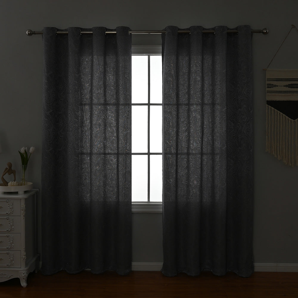 Modern Blackout Curtains Waves Textured, Gray/Blue/Green, Living Room