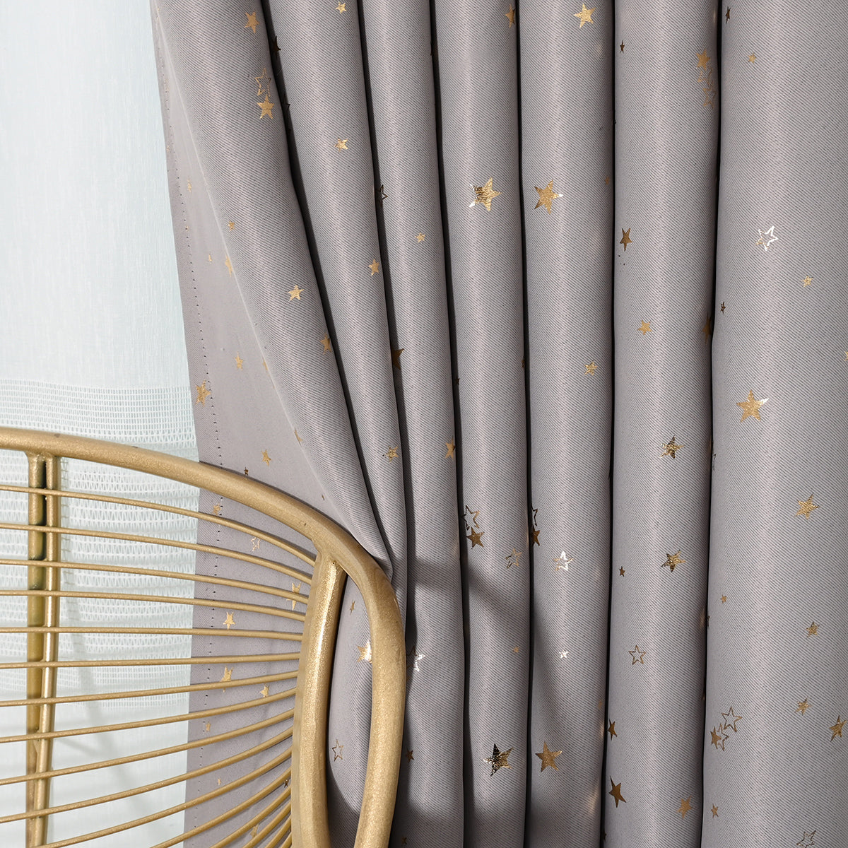 Modern Gold Star Pattern Thermal Blackout Curtain, Living Room