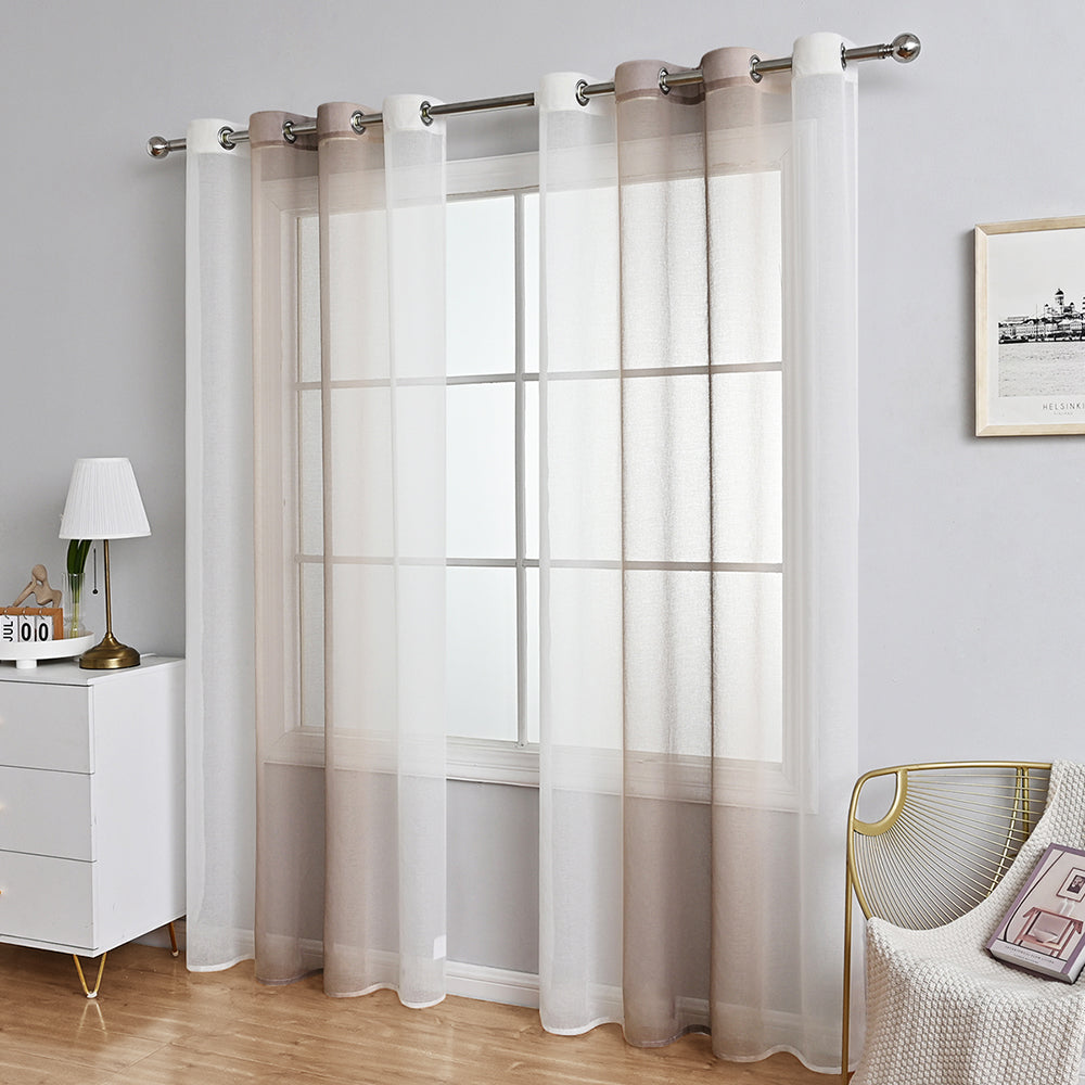 Modern Two Tone Polyester Sheer Curtain, 5 Colors
