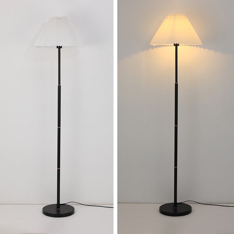 Ozawa Modern Pleated Metal Fabric Floor Lamp, White/Green/Apricot