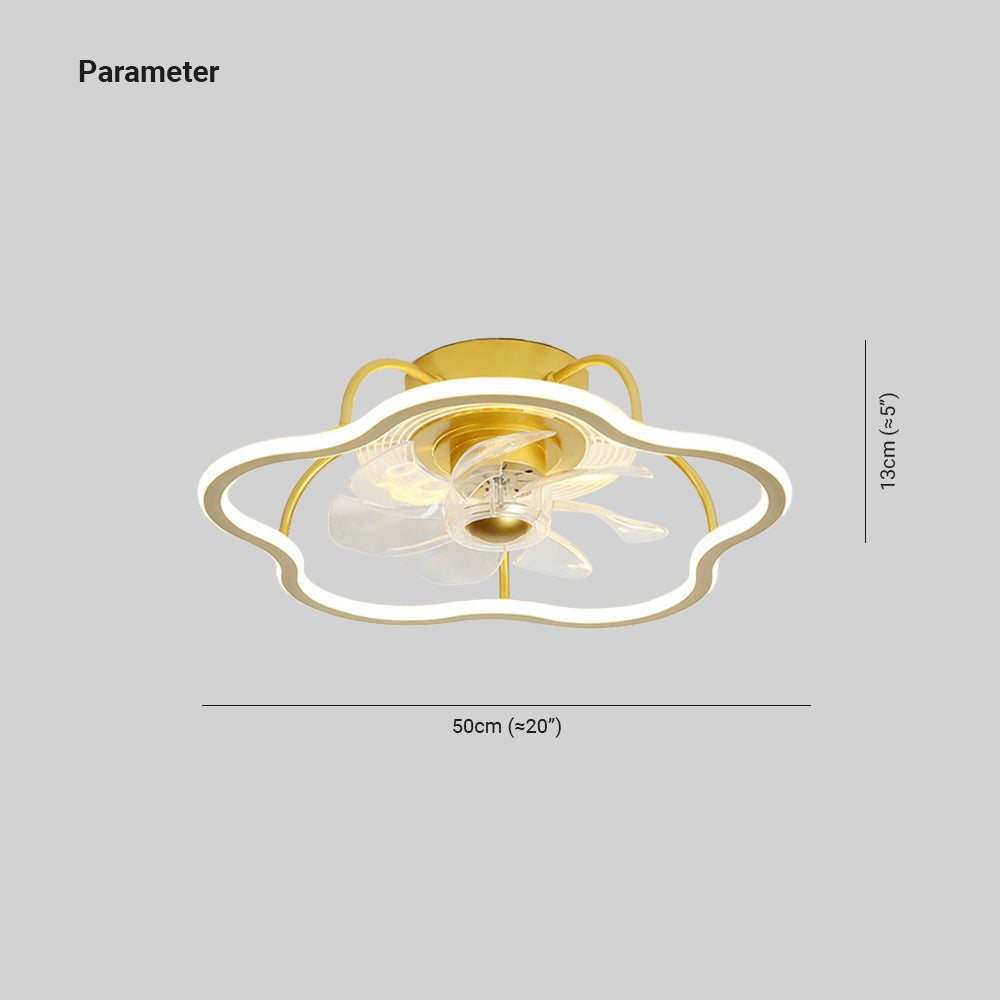 Kelley Flower Gold Flush Mount Ceiling Fan with Light, 20''