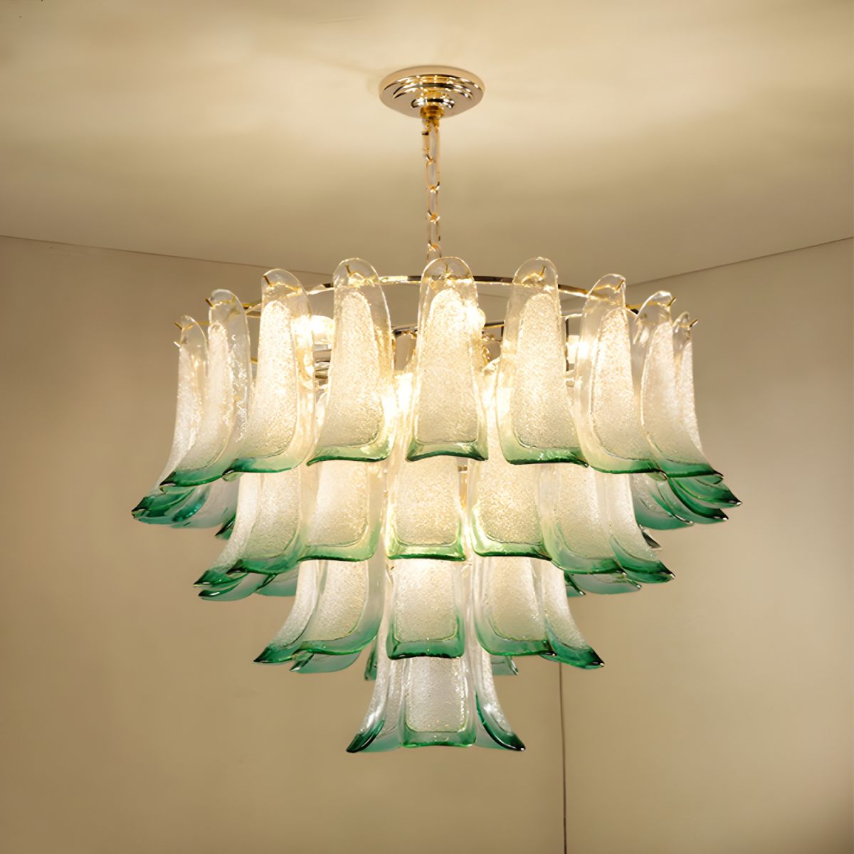 Marilyn Modern 3-Tier Stained Glass Chandelier, Green
