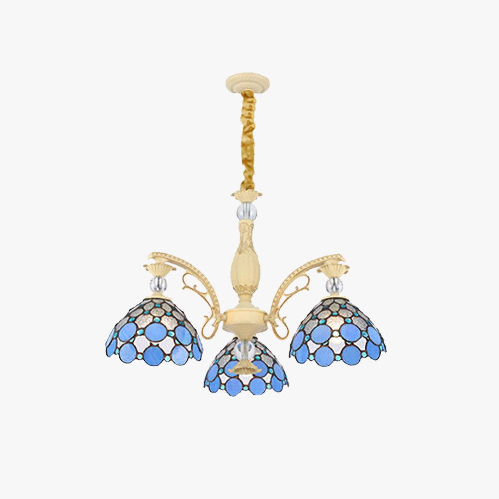 Alessio Mediterranean Branch Glass/Metal Chandelier, Blue
